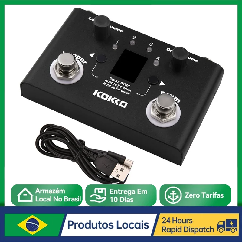 kokko-fld-1-multifunctional-drum-machine-looper-effect-pedal-digital-tuner-bt-page-turner-phrase-loop-recording-compact-pedal