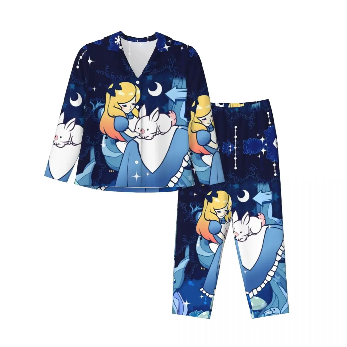 

Alice-in-Wonderland Women's Pajamas Set 2 Piece Set For Women Casual Long sleeve Suit