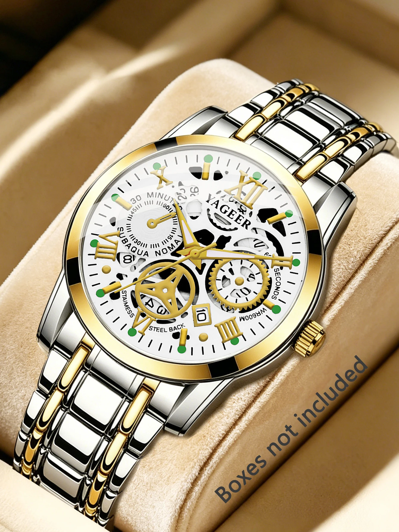 

Fashionable Casual Men's Quartz Watch with Stainless Steel Band Calendar Feature Birthday Gift