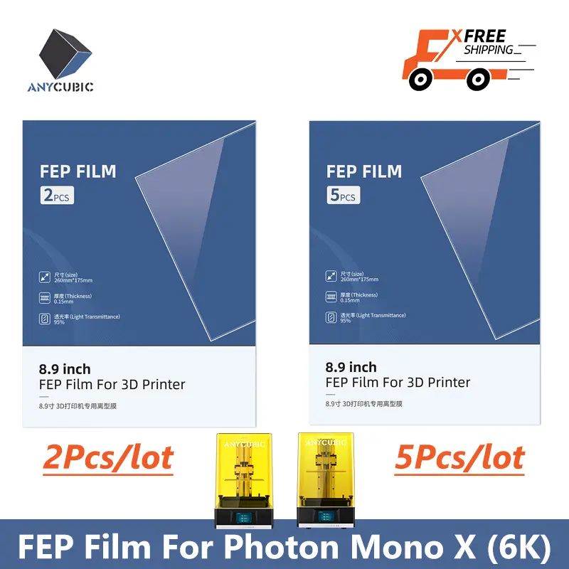 أجزاء طابعة ANYCUBIC ثلاثية الأبعاد فيلم FEP سمك 0.15 مم لمجموعة Photon Mono X / Mono X 6K / M3 Plus / Mono X2/Mono X 6Ks