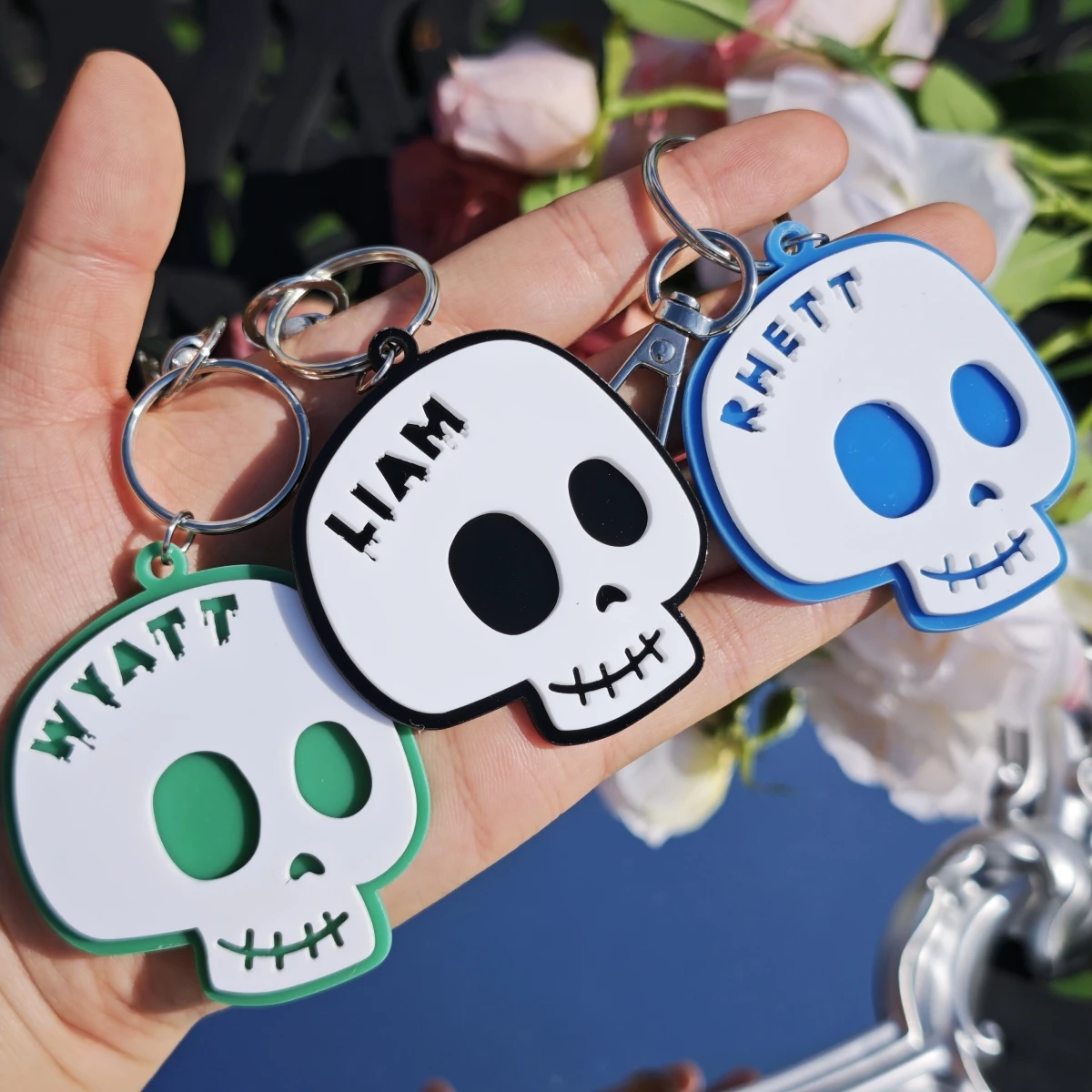 Customized Acrylic Keychain Stainless Steel Keychain Custom Name Halloween Gift Cartoon Custom Color Free Gift Box Included