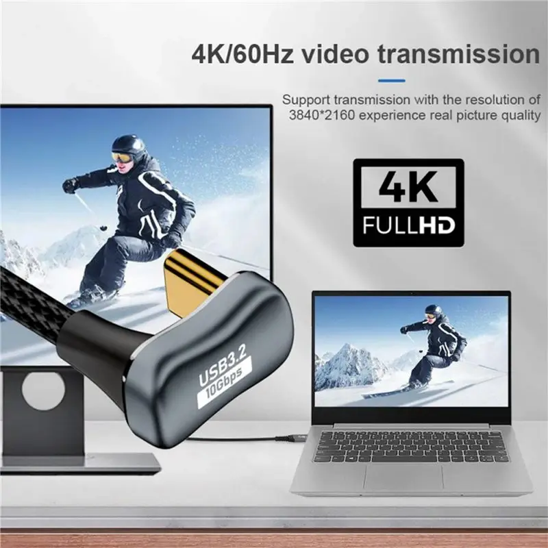 B76B Type C Extension Cable 5A Male to USB C Female PD100W Fast Charging Cable Extender 90 Degree U Shape 1M