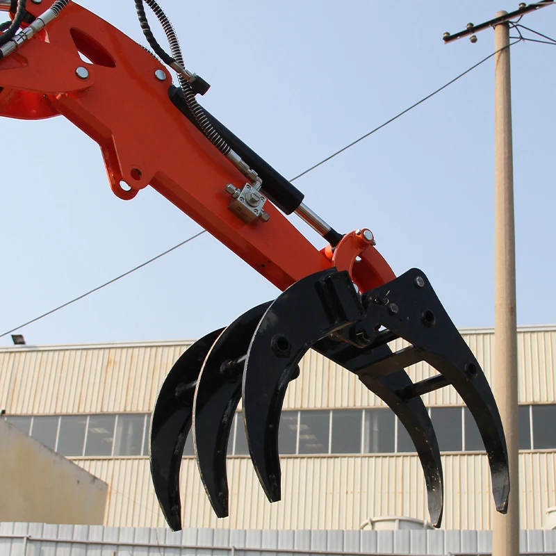 1-Ton Mini Excavator Compatible Metal Grapple Grabber for Small Excavators, with 42.25-Inch Maximum Opening Distance
