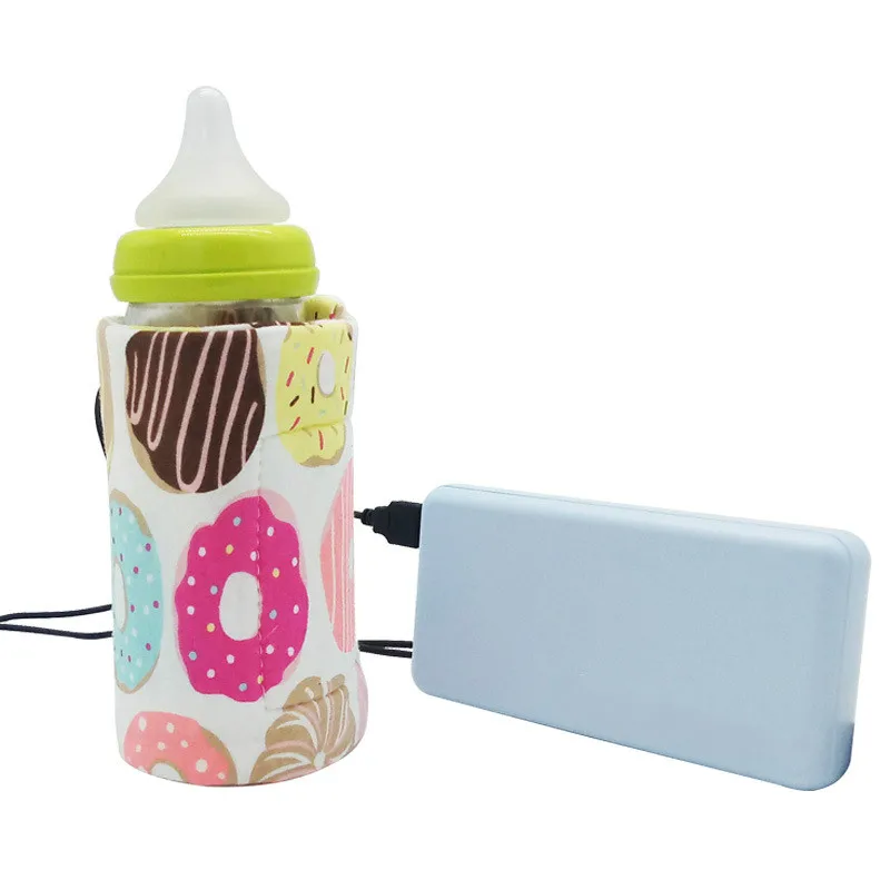 Usb leite aquecedor de água carrinho de viagem saco isolado aquecedor de garrafa de enfermagem do bebê dinossauro arco-íris aquecedores de garrafa de bebê quente