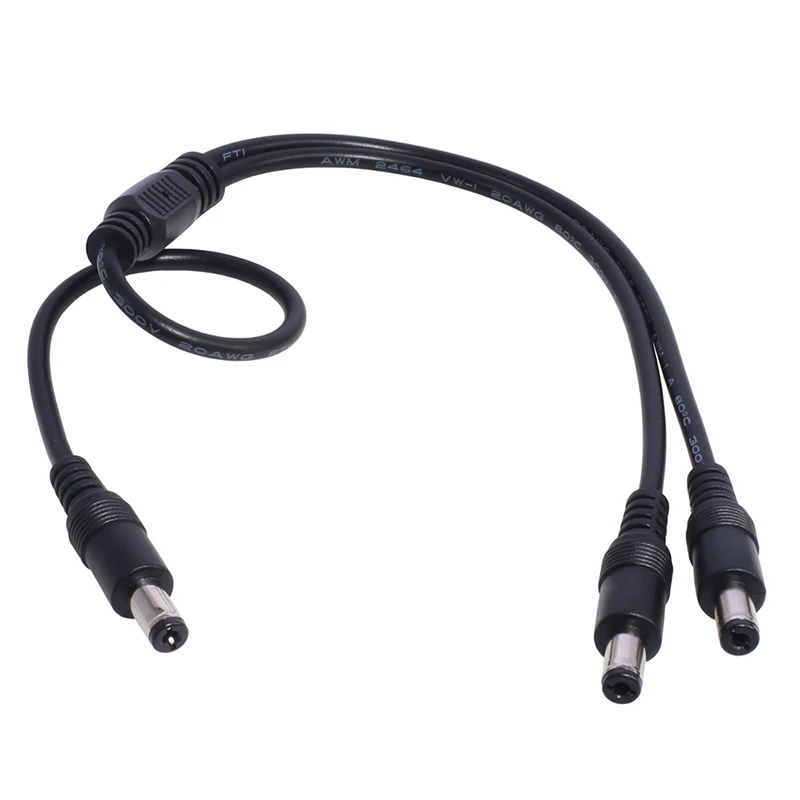 40CM 5.5mm*2.1mm 1 Male to 2 Male Connector Male to Male Plug DC Power Splitter Cable CCTV LED Strip Light Power Supply Adapter