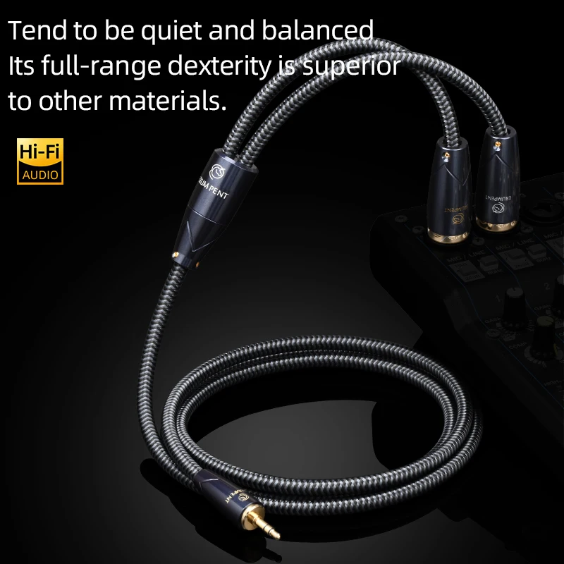 

HiFi 3.5 to 2XLR Cable Hi-end Square OCC for Mixer AMP PC Jack 3.5mm TRS Stereo to 2XLR Female/Male Y Splitter Cable