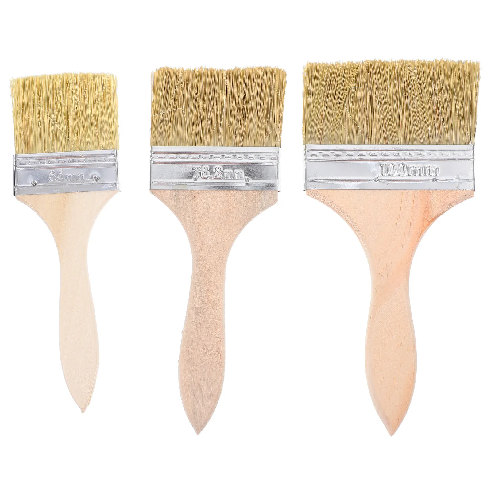 3Pcs Professional Wooden Handle Paint Brushes for DIY Home Improvement Staining Wood Furniture Walls Edges Trim Deck Varnish