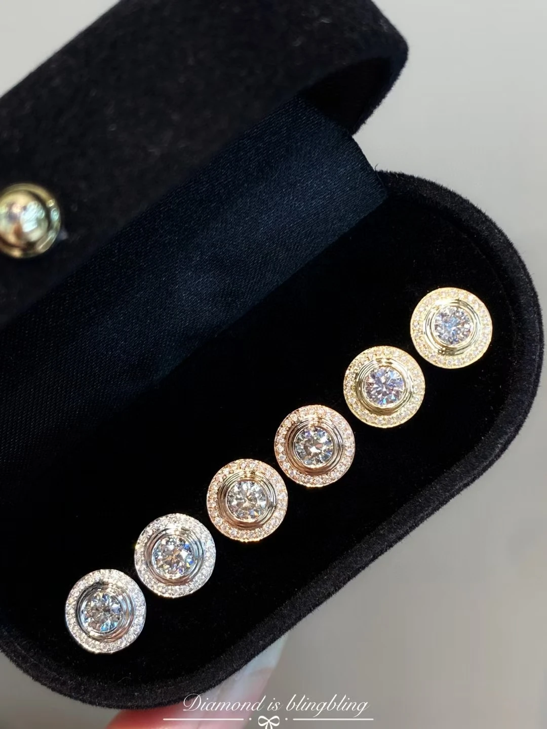 10K Solid Gold Lab-Grown Diamond Round Disc Earrings, 0.5CT, Yellow Gold Color, Fashion Fine Jewelry Earrings with Platinum Cust