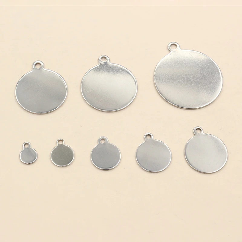 20-200pcs 6-25mm Stainless Steel Round Coin Charms Pendant DIY Jewelry Making Accessories Fingings for Necklace Bracelet