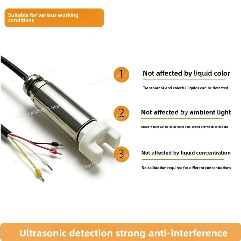 High Precision Submersible Ultrasonic Level Sensor Switch Water Oil Tank Acid and Alkali Resistant Industrial