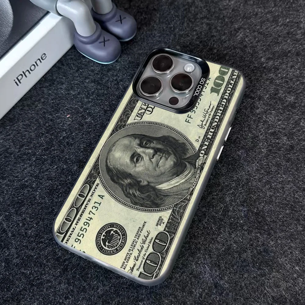 Dollars Money Phone Case IMD Color Silver Shell For IPhone 16 15 14 13 12 11 Pro Max Plus