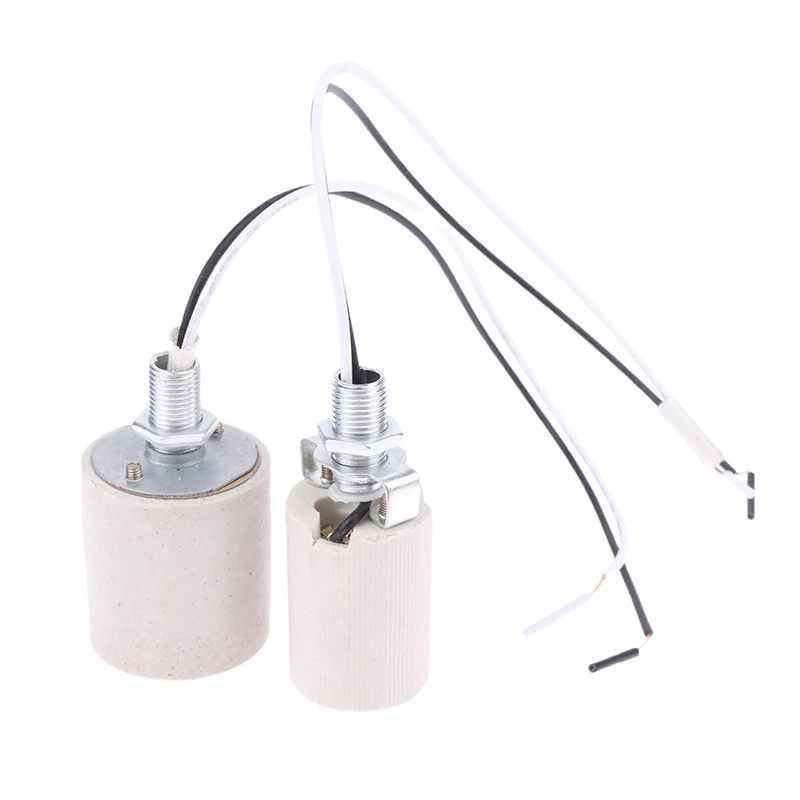 E14/E27 Ceramic Screw Lamp Holder LED Light Heat Resistant Adapter Home Use Round Socket For Bulb Base With Cable