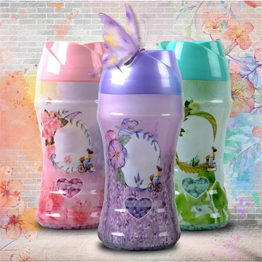 Surtido de cuentas de refuerzo de aroma floral, contenedor de plástico de 8,27 pulgadas, Compatible con lavadora, cuentas suavizantes de tela de larga duración
