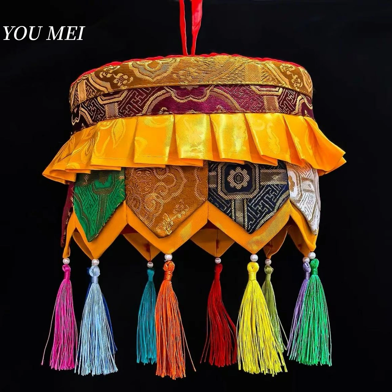 

Tibetan-Style Dragon-Patterned Mini Treasure Umbrella,Buddhist Item Home Decor Colorful Double-Pointed Banner Diameter 25 cm