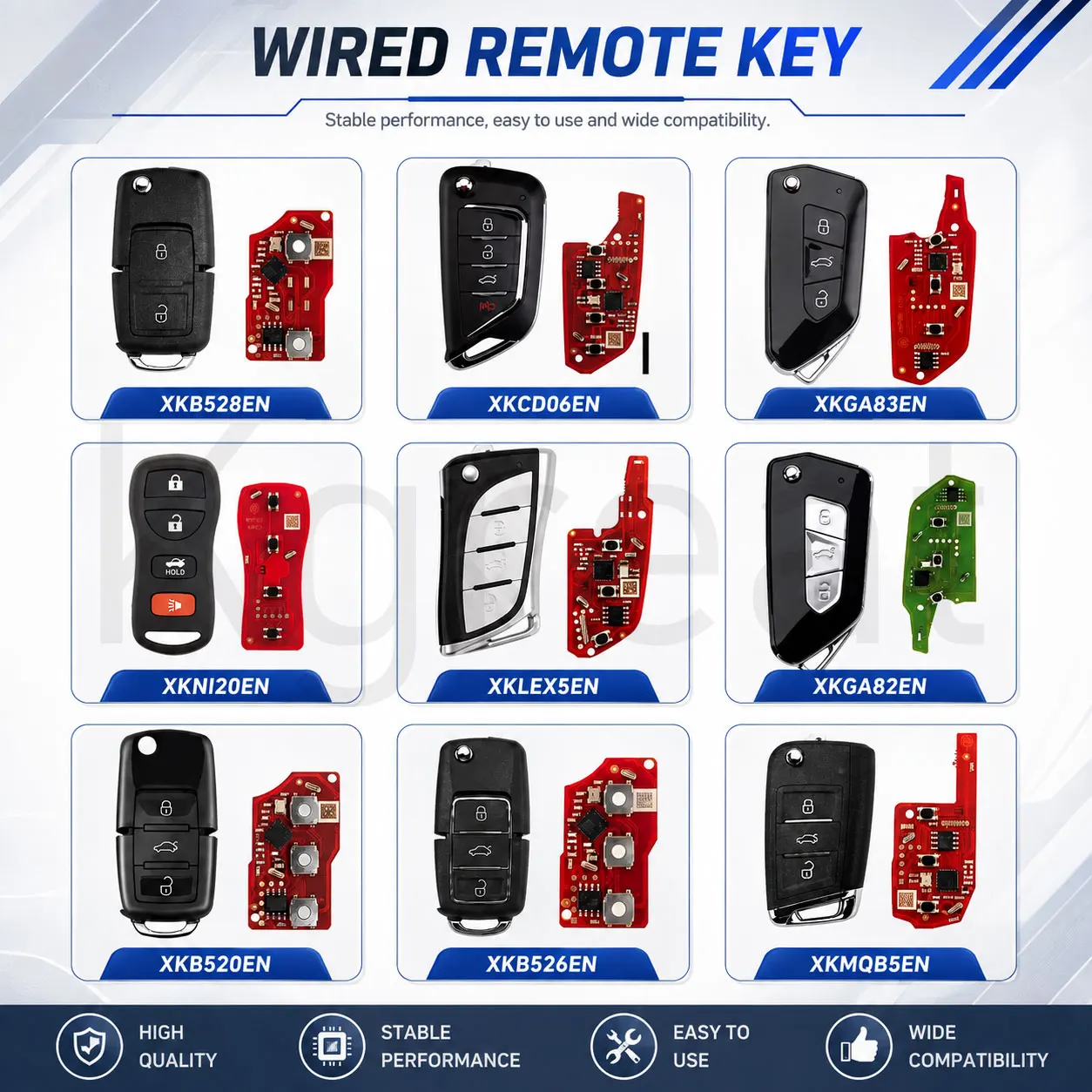 Xhorse Wire Remote Key 2nd Generation XKB520EN XKB526EN XKB528EN XKGA83EN XKMQB5EN XKNI20EN XKGA81EN XKGA82EN XKCD06EN XKLEX5EN
