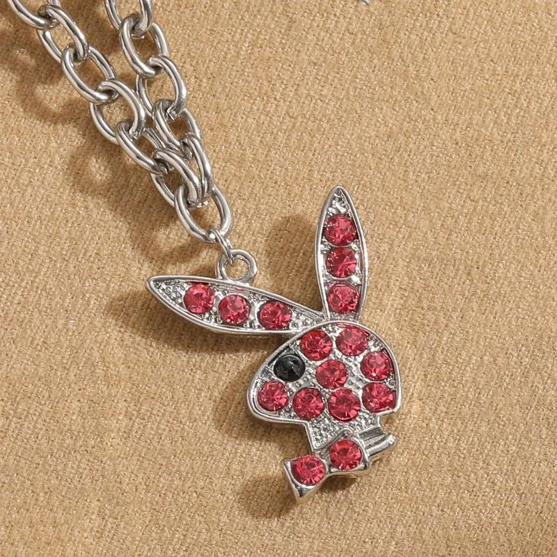 2026 New Fashion Net Red Zircon Rabbit Ladies Necklace Hip Hop Rock Pendant Necklace White Rabbit Clavicle Chain Jewelry Girl - view 5