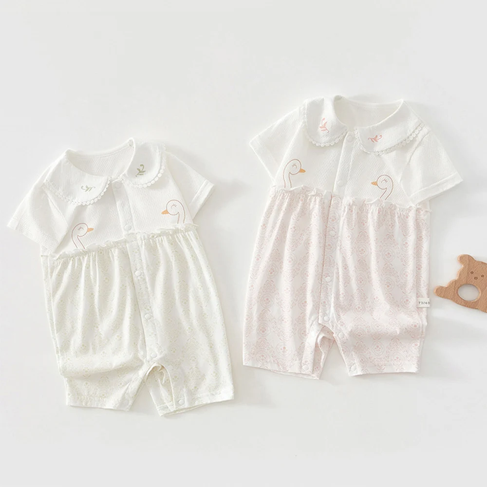 

Baby Rompers Girl Summer Short Sleeve Peter Pan Collar Baby Girl Clothing Thin Baby Jumpsuit Wholesale
