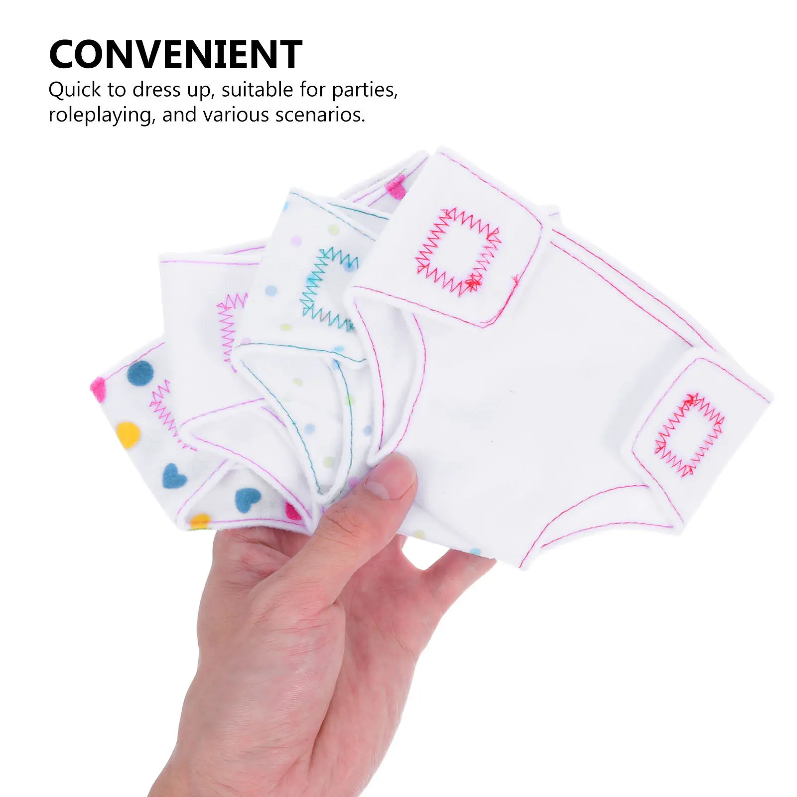 

4Pcs Reusable Cloth Nappies Baby Underwear Accessories 18 Inch Girl Baby Diapers for Party Dress Up Role Play Cloth Nappies