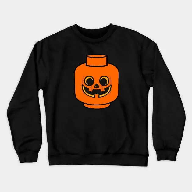 

Autumn and Winter Pumpkin Themed Cotton Crew Neck Sweatshirt Adorable Design Features A Charming Lego - Style Pumpkin Face