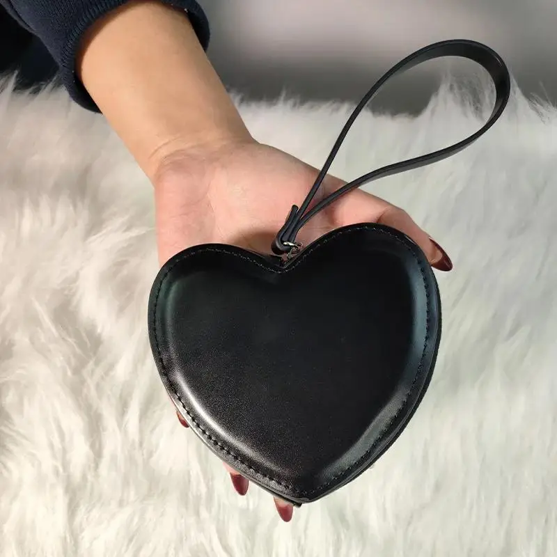 Fashion Wallet Card Coin PU Leather Purse with Zipper Girl Holder Lady Heart Shape Kawaii Clutch Bag