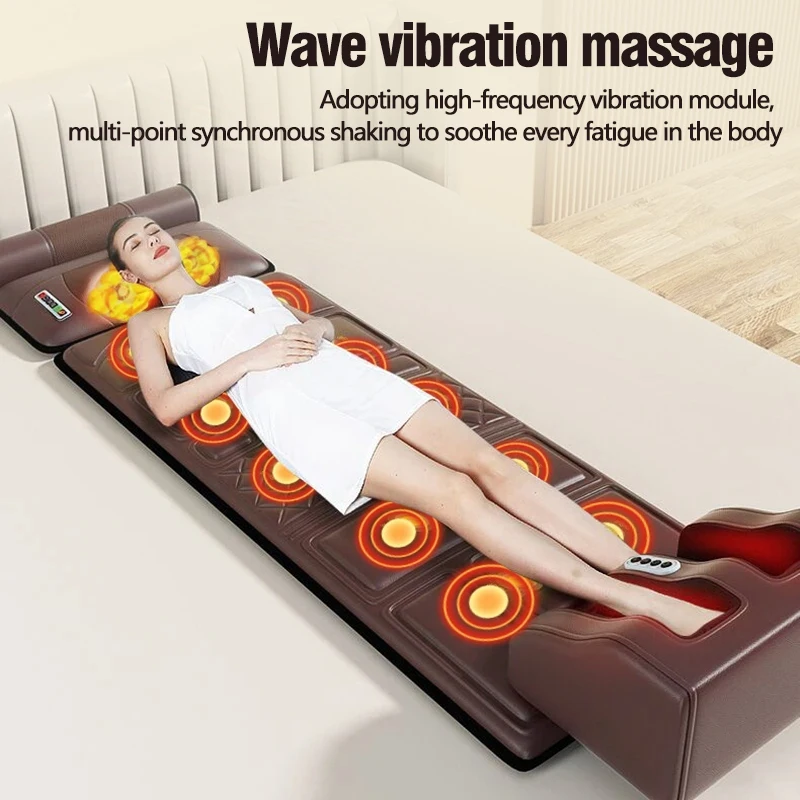 Massage Mattress Electric Vibrating Heating Infrared Massager Kneading Mat For Neck Back Foot Full Body Pain Relief Relaxation