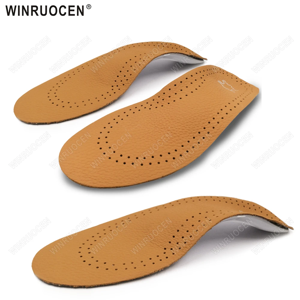 Genuine Leather Orthotic Insoles Flat Feet Arch Support O/X Leg Correction Unisex/Kids Orthopedic Shoe Sole Foot Inserts Pads