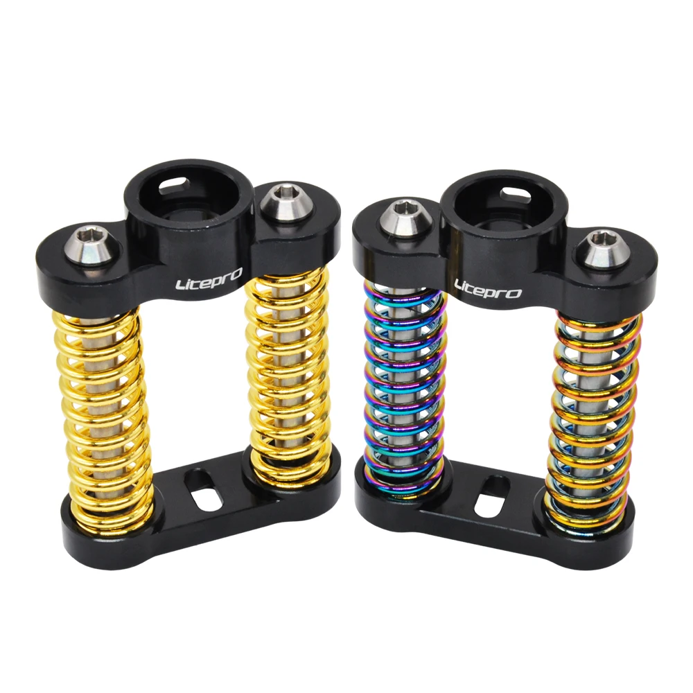 Litepro Bike Front Shock Absorbers Electroplating Double Layer Titanium Shaft Alloy Spring Suspension For birdy Bicycle