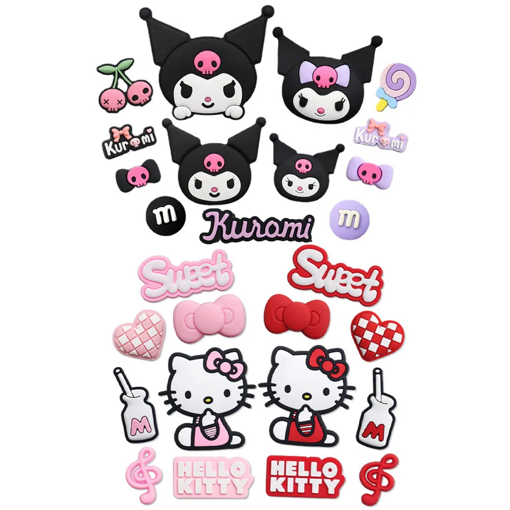Mesuca Big Hello Kitty Kuromi Shoe Charms Cartoon Shoe Buckles DIY Decorations for Sandals & Beach Bags Fashion PVC Accessories