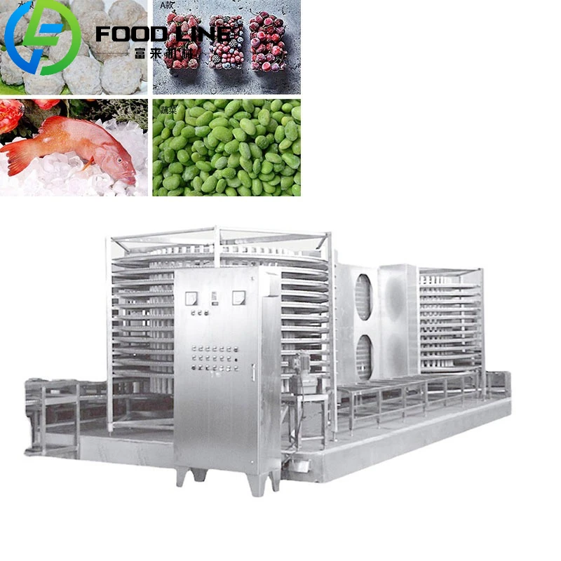Industrial Use Seafood Shrimp Fish Meat Fruit Vegetable Pasta Quick Freezing Machine