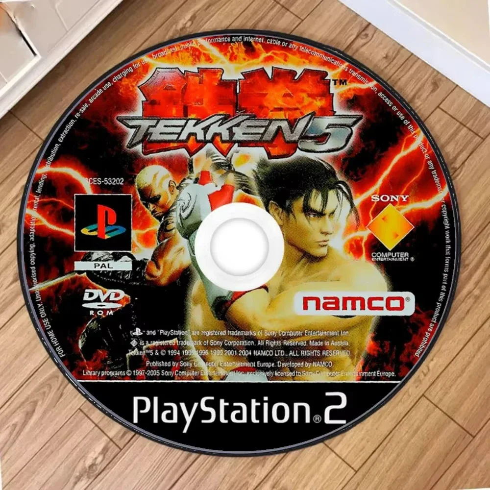 P-Ps Game T-TEKKEN 4 Inspired Round Carpet for Living Room Decor Bedroom Area Nonslip Rug Coffee Table Rug Computer Chair Mat