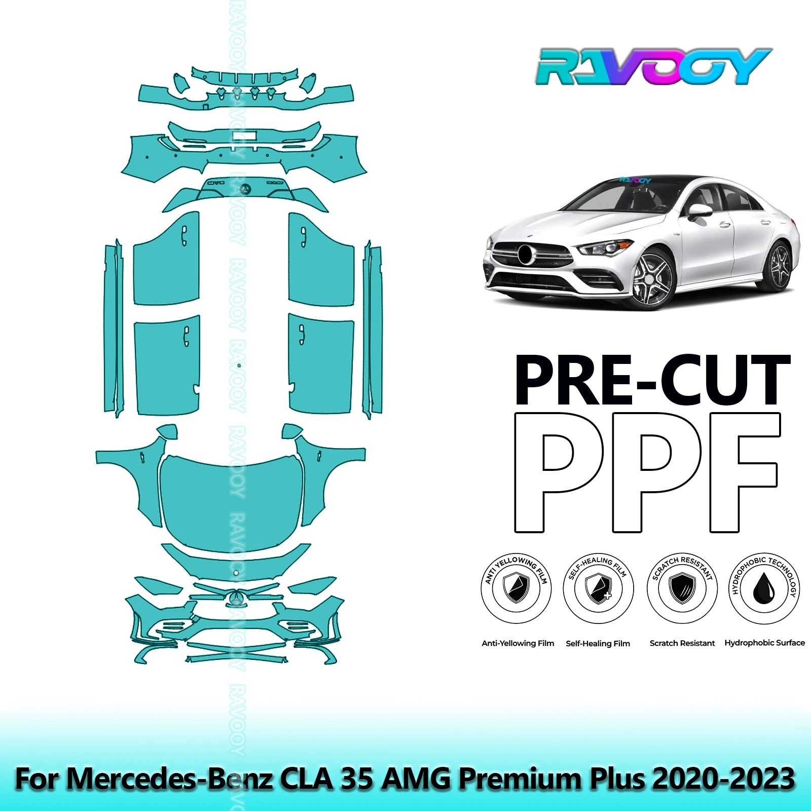 For Mercedes-Benz CLA 35 AMG Premium Plus 2020-2023 Full Body Pre-Cut Paint Protection Film PPF Stone Chip Kit Clear/Matte/Black