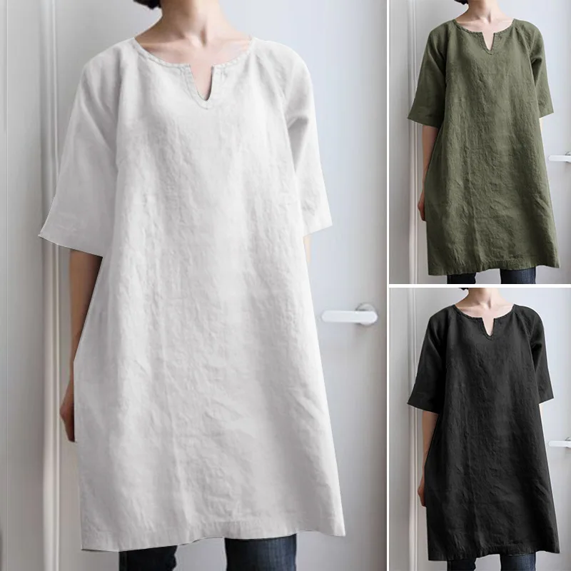 Amazon 2025 Women's Ramie Solid Color, Literary and Retro Chinese V-neck Casual Top with Loose Shirt Bottom Cw86777