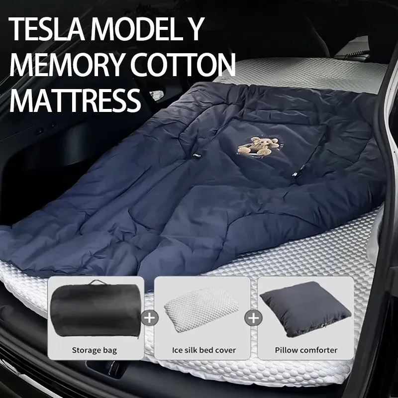 Set materasso da campeggio per Tesla Model Y 2023 2024 portatile pieghevole da viaggio per dormire all\'aperto materasso in memory foam accessori per