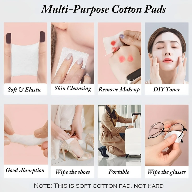 1200 ชิ้น/ถุงทิ้งแต่งหน้าผ้าฝ้ายนุ่มแต่งหน้าRemoverผ้าเช็ดทําความสะอาดเครื่องสําอางCleanserผ้าฝ้ายเครื่องมือทําความสะอาดผิวหน้า