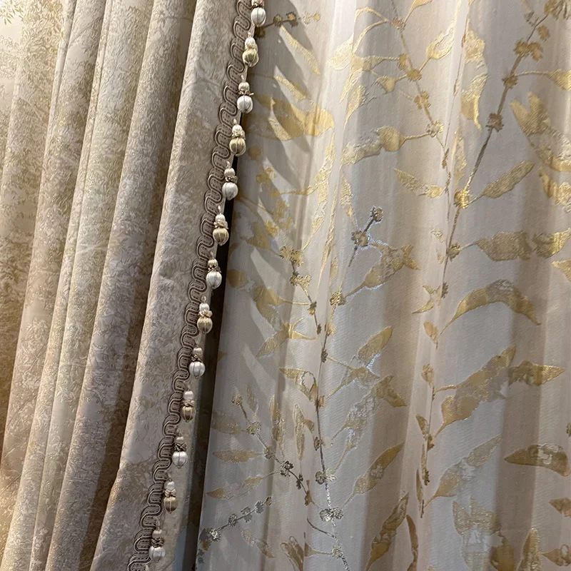 Bronzing Animal Jacquard Gold Wire Splicing Thickened Curtains for Living Room Bedroom Custom Floor-to-ceiling Windows Balcony