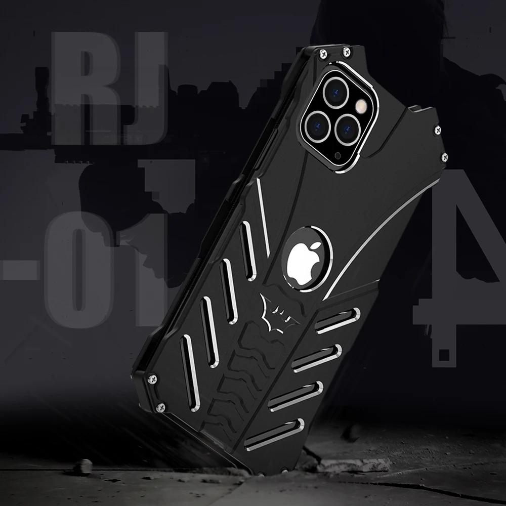 R-just Style Protection Case For Iphone 15 14 13 12 11 Pro Xs Max Metal Aluminum Shell Hybrid Cases For Iphone X Xr Se 8 Plus