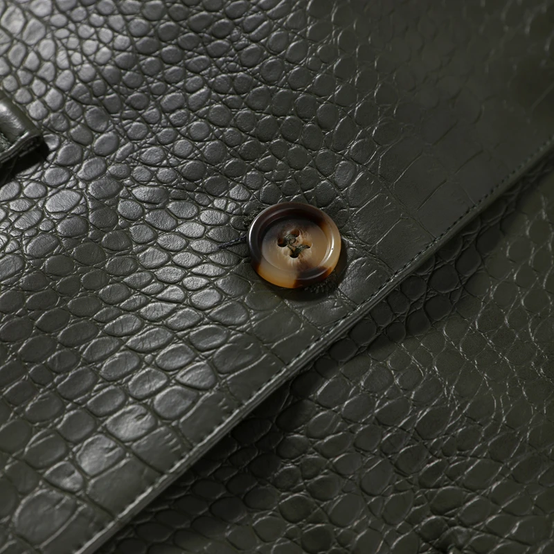 Damen Kunstlederjacken mit Krokodilhaut-Optik, Revers, Langarm, Einreihig, mit Taschen, Herbstmantel, Lockerer Schnitt, Neue Oberbekleidung – Detail 7