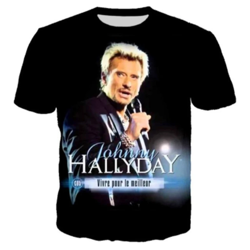 Pop Singer Johnny Hallyday 3D Print Men Women O-Neck T-shirt Casual Short Sleeve Oversized Tees Tops Fashion Men Tshirt Clothing