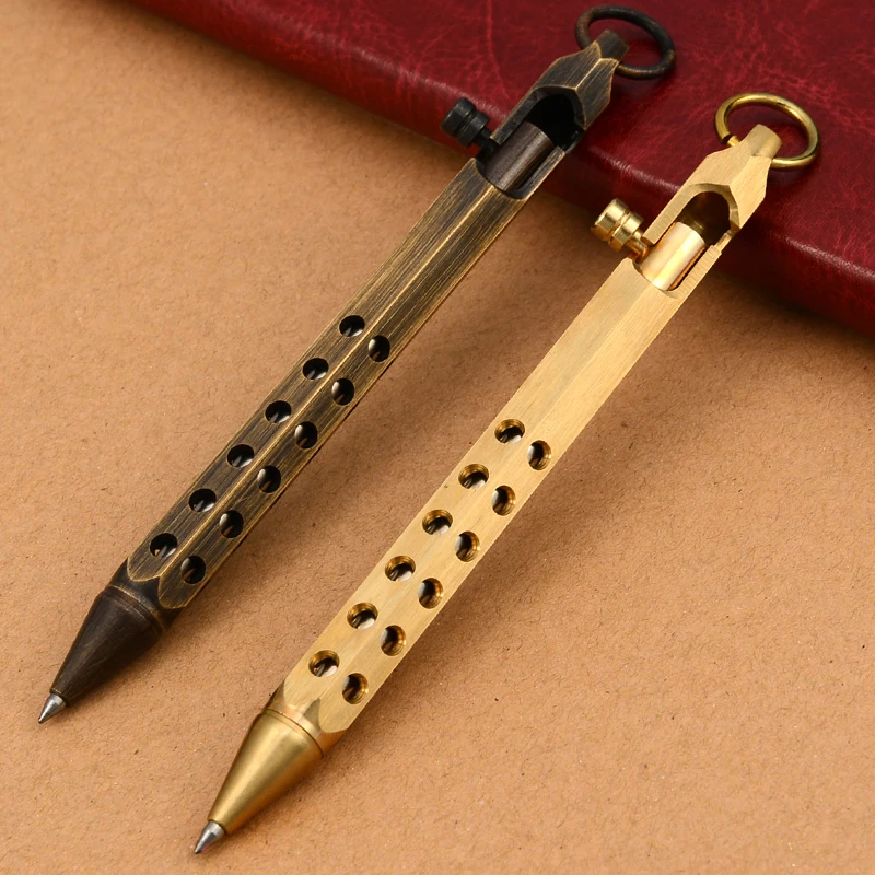 Bolt Action Pen narzędzie EDC długopis z litego mosiądzu EDC kieszonkowy długopis samoobrony biegów przenośny kieszonkowy długopis Matel długopis