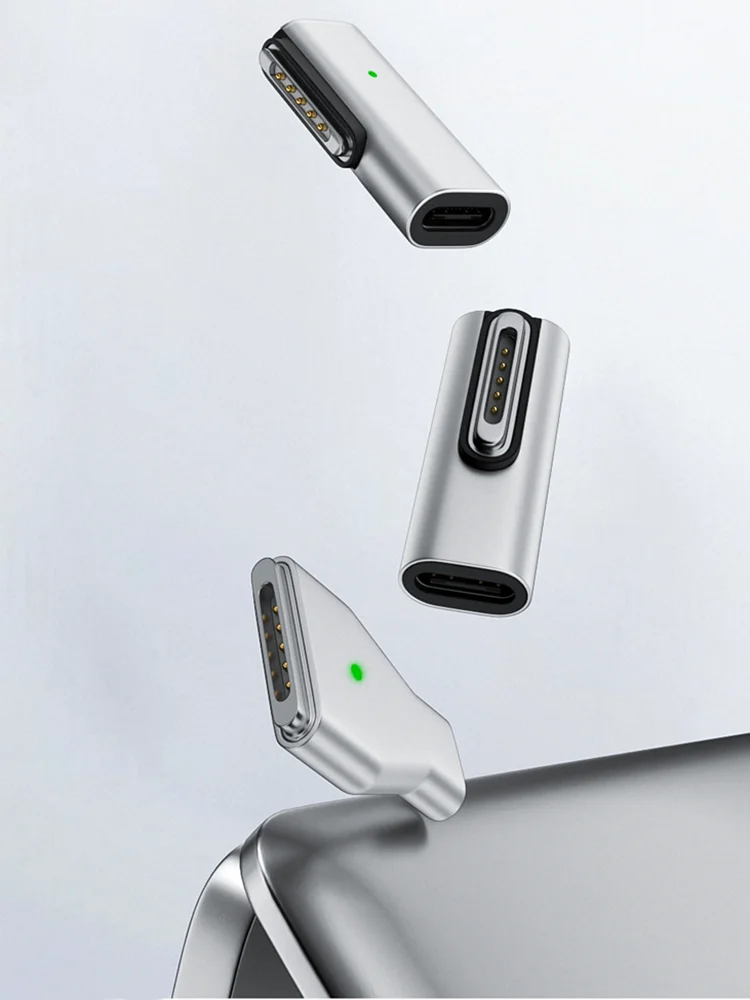 140W MacBook Air Pro żeński adapter ładowania USB typu C do Magsafe 3 2 1 Aluminiowy magnetyczny wskaźnik LED Konwerter wtyczki Adaptador — zdjęcie 2