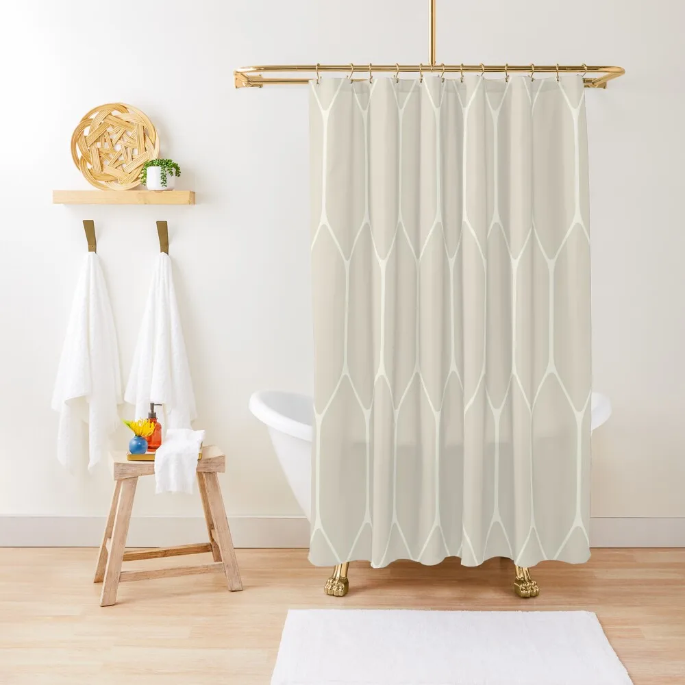 

Long Honeycomb Minimalist Geometric Pattern in Pale Neutral Light Beige Mushroom and Cream Shower Curtain