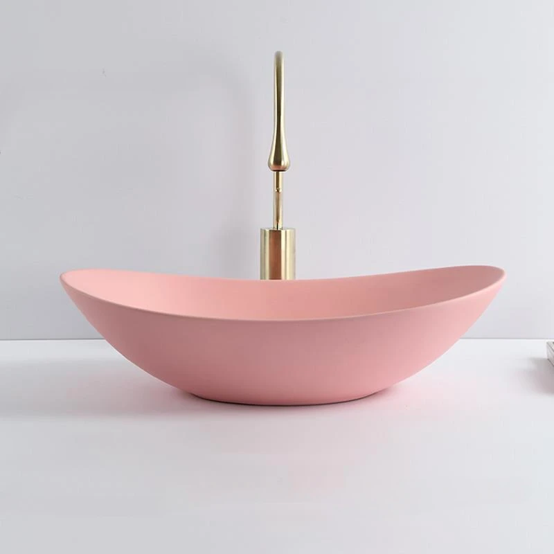 

Pink Yellow Green Stage Wash Basin Light Luxury Bathroom Sinks Wash Basin Ceramic Balcony Household Bathroom Sink Color Bassin