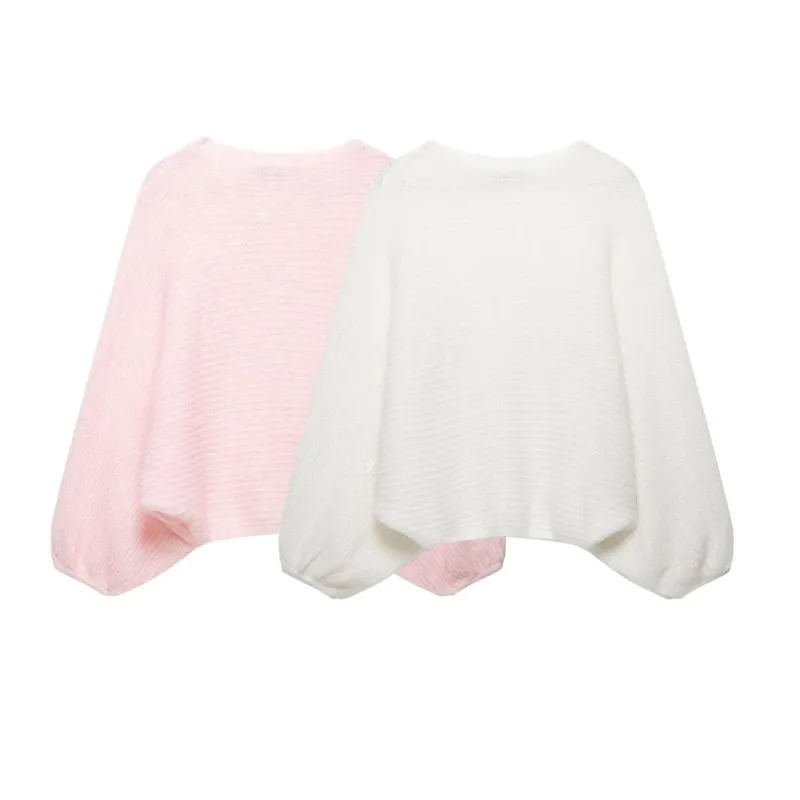 HipSeam Women's Voluminous Sleeve Jumper New 2026 Autumn Boat-Neck Long Sleeve Casual Knit Loose Female Sweater Lady Chic Tops