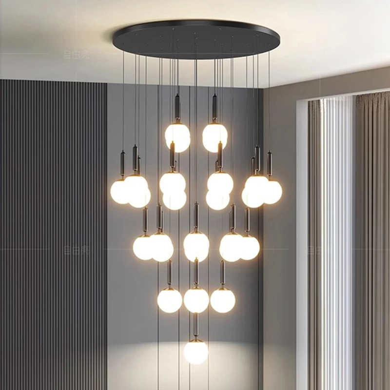 Luces led de decoración moderna para el hogar, lámparas colgantes para escalera, candelabros para sala de estar, iluminación interior