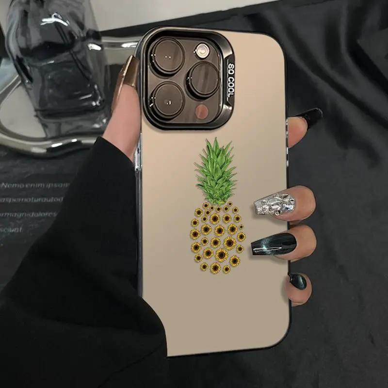 

Simple pineapple sunflower design phone case for iPhone 16 15 14 13 12 11 Pro/ Max/Plus shock-proof rear cover anti-fingerprint