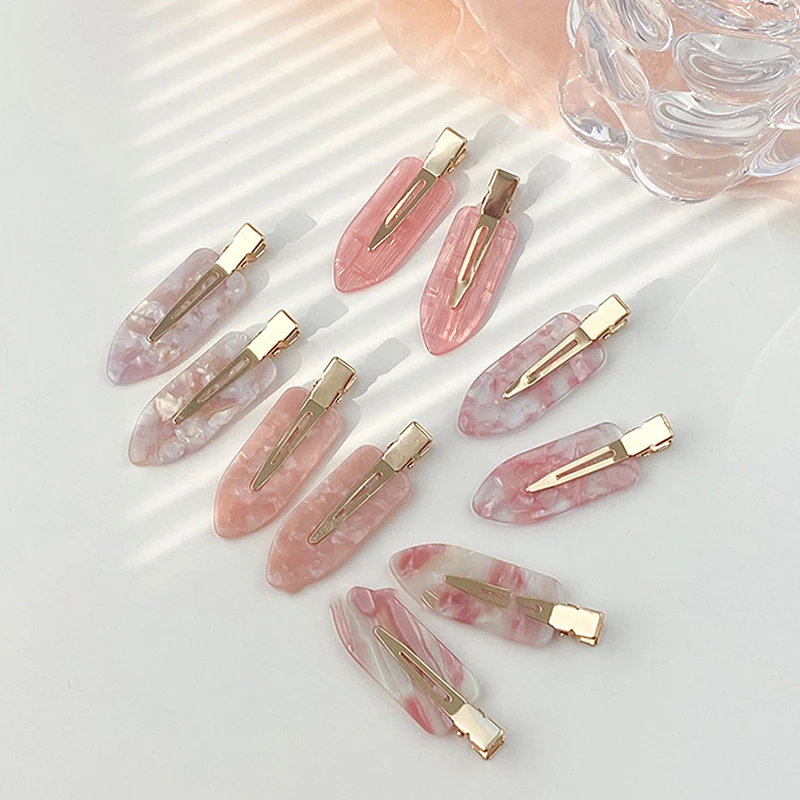 2PCS Korean Style Hair Styling Tool Simple Pink Seamless Hair Clip For Women Sweet Fresh Bangs Clip Duckbill Clips Hairpins