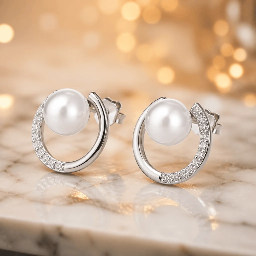 Elegant Pearl C-Shaped Earrings Women Fashion Jewelry Wedding Stud Earrings Alloy Accessories New Gift For Her Daily Party Wear