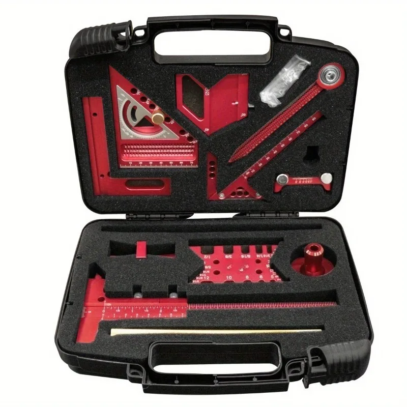 Woodworking Measuring Tool Kit With Storage Case Layout Splicing Auxiliary Set For Timber Project Processing Work