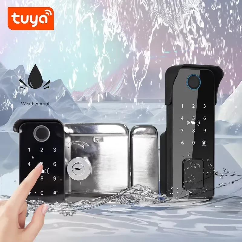 【CHIMU HOME】 Waterproof Fingerprint Smart Door for Compatible App Gate Password RFID Card Rim Bolt Electronic Door