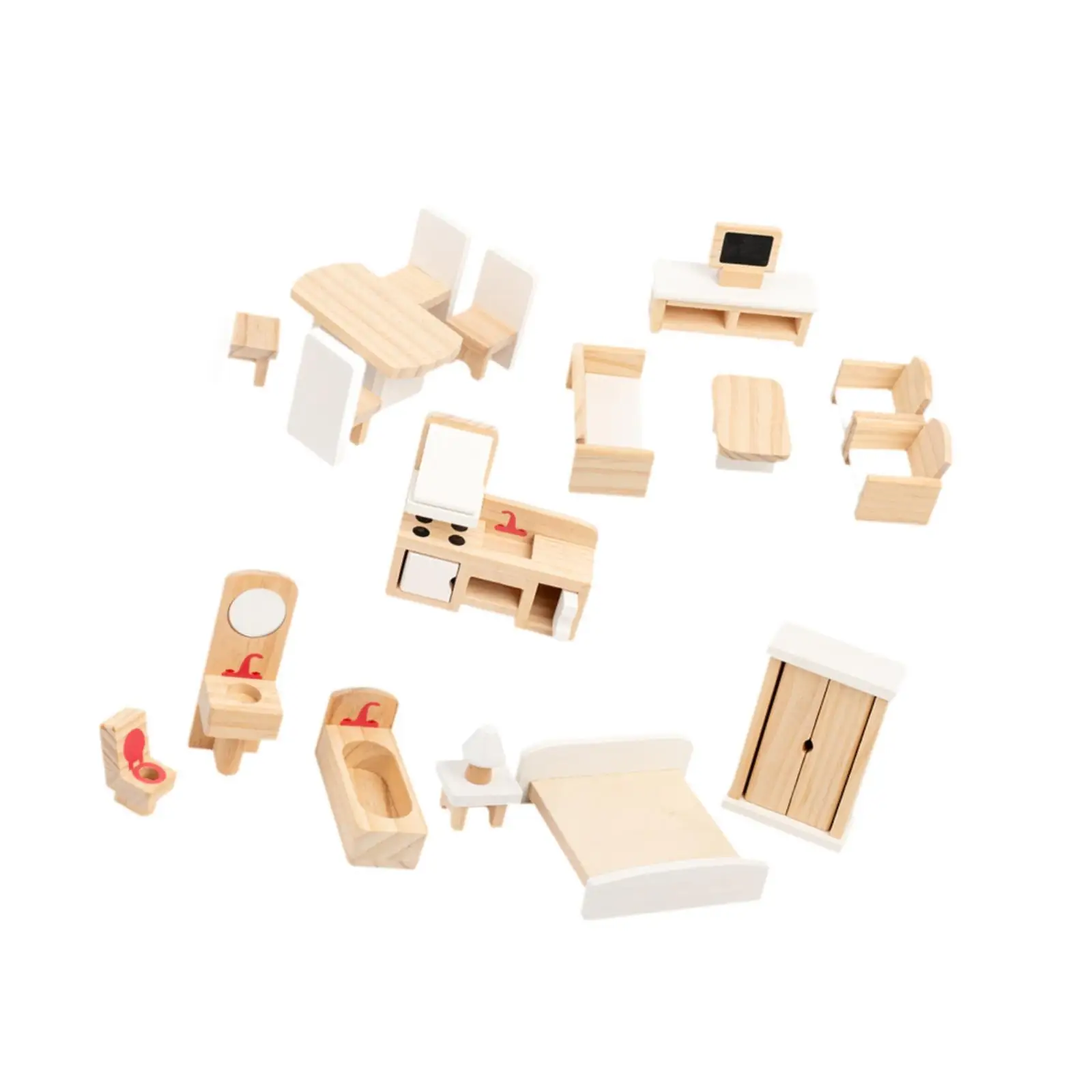 

Wooden Dollhouse Furniture Dollhouse Toy, Pretend Play Toys Decoration Dollhouse Accessories Set for Kids,